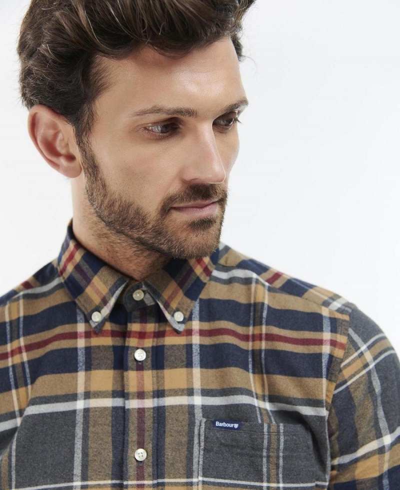 Topuri Barbati Barbour Ronan Tailored Fit Check Shirt Maro | Romania_BAR83706