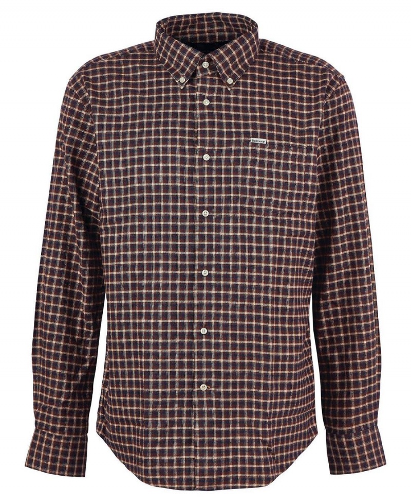 Topuri Barbati Barbour Tanlaw Regular Fit Shirt Rosii | Romania_BAR81458