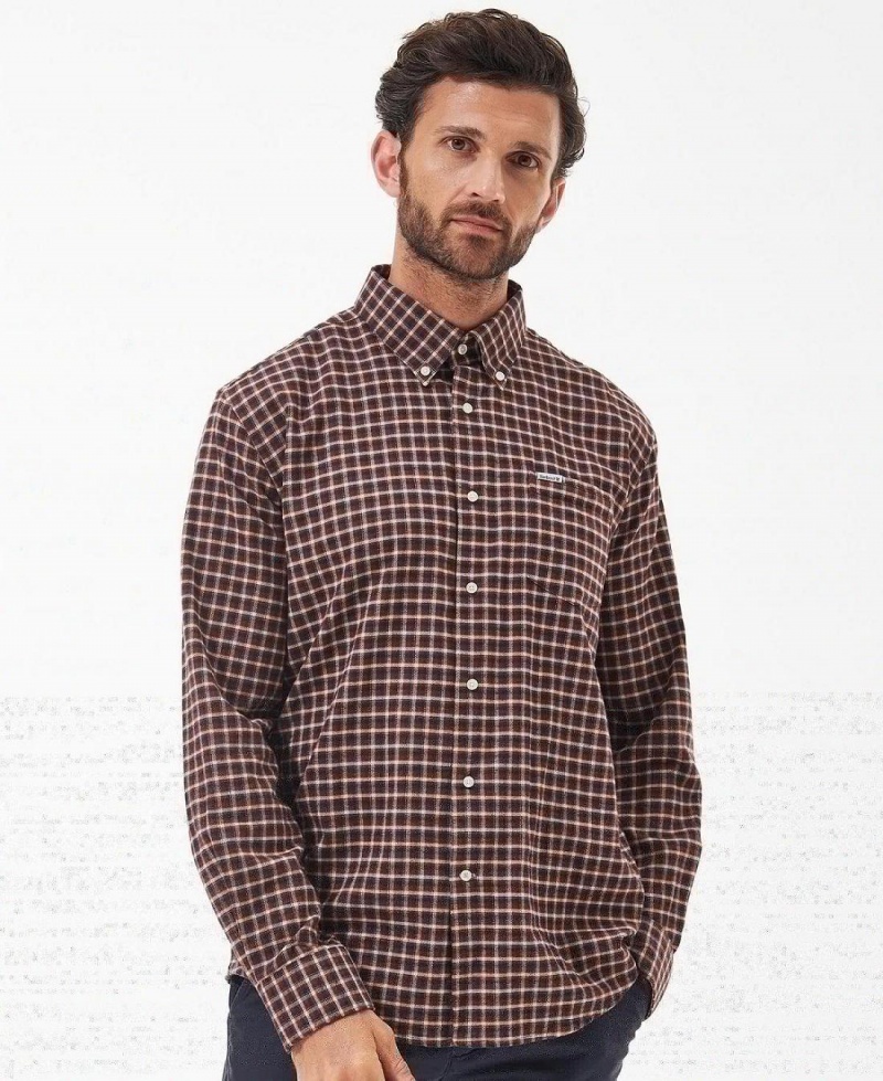 Topuri Barbati Barbour Tanlaw Regular Fit Shirt Rosii | Romania_BAR81458