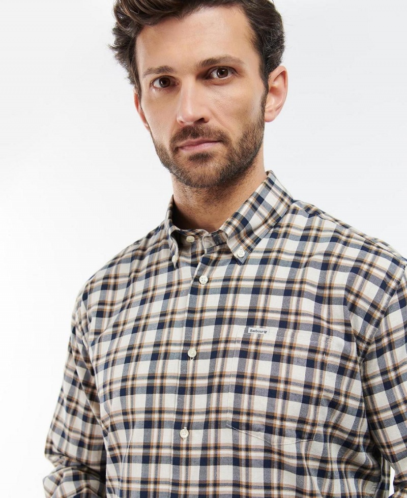 Topuri Barbati Barbour Turville Shirt Albi | Romania_BAR25448