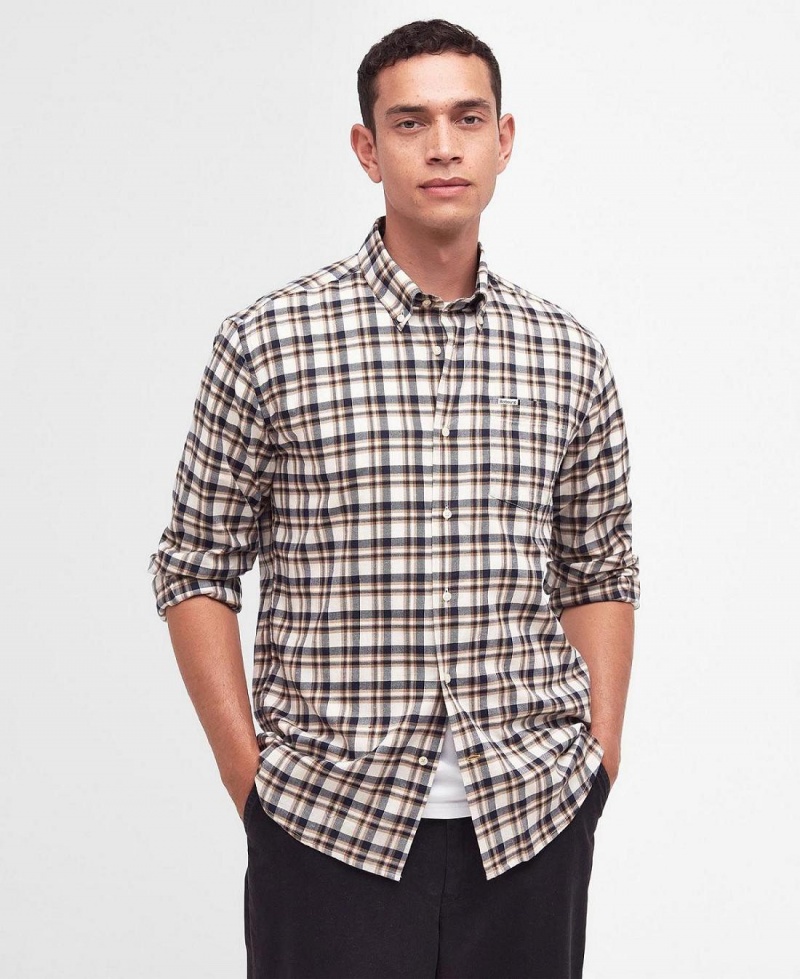 Topuri Barbati Barbour Turville Shirt Albi | Romania_BAR25448