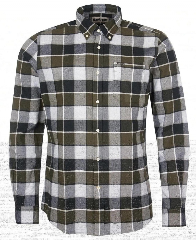 Topuri Barbati Barbour Valley Tailored Fit Shirt Masline Verzi | Romania_BAR25184