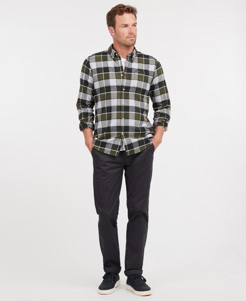 Topuri Barbati Barbour Valley Tailored Fit Shirt Masline Verzi | Romania_BAR25184