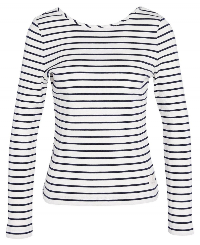 Topuri Dama Barbour Langton In Dungi T-Shirt Stripes | Romania_BAR32716