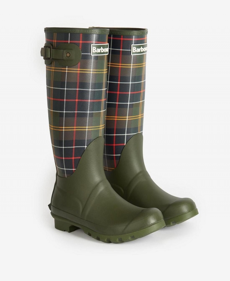 Wellingtons Dama Barbour Tartan Bede Masline Verzi | Romania_BAR39890