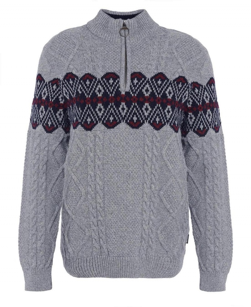 knitwear Barbati Barbour Alwinton Half-Zip Jumper Gri | Romania_BAR65256