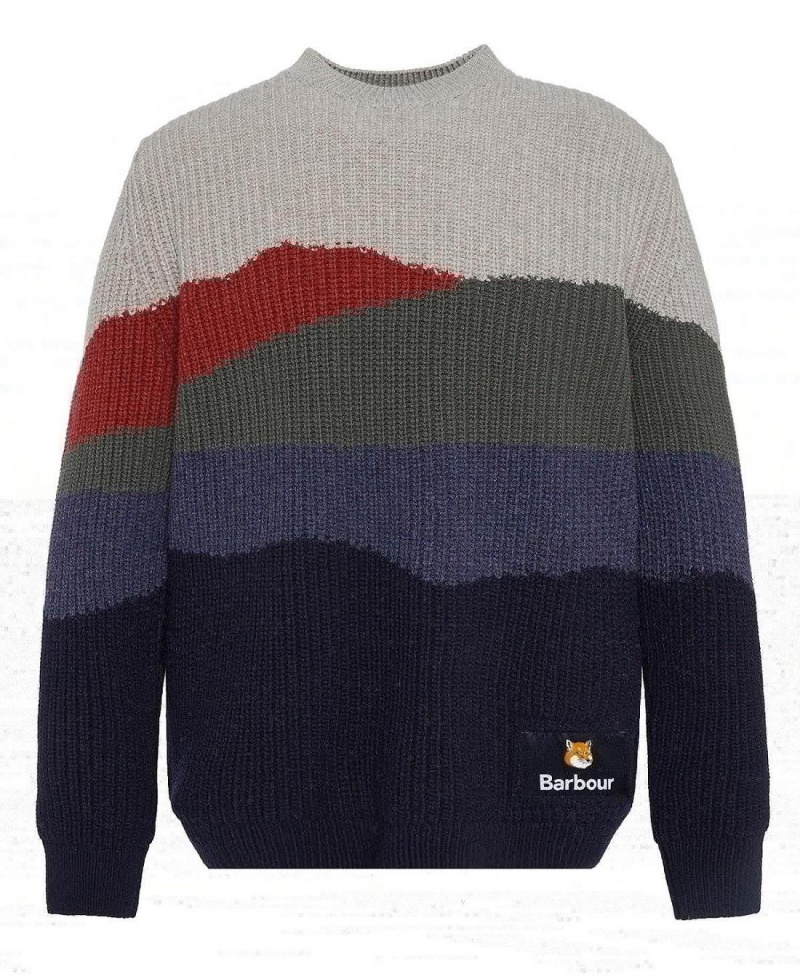 knitwear Barbati Barbour Barbour x Maison Kitsuné Landscape Tricotate Jumper Bleumarin | Romania_BAR95277