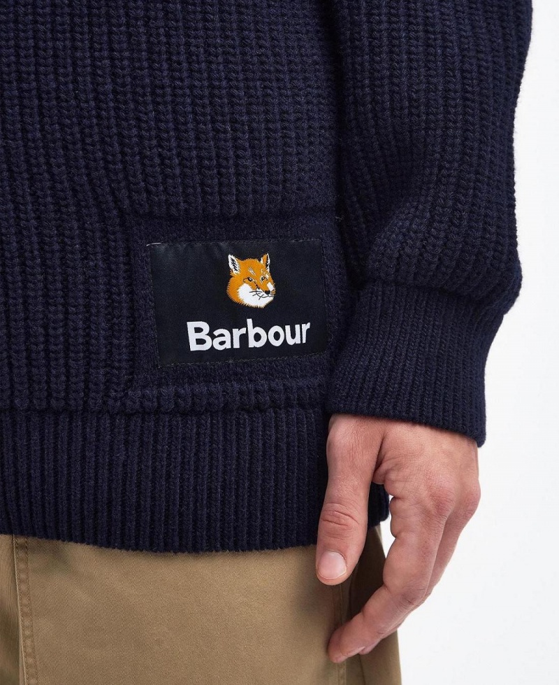 knitwear Barbati Barbour Barbour x Maison Kitsuné Landscape Tricotate Jumper Bleumarin | Romania_BAR95277