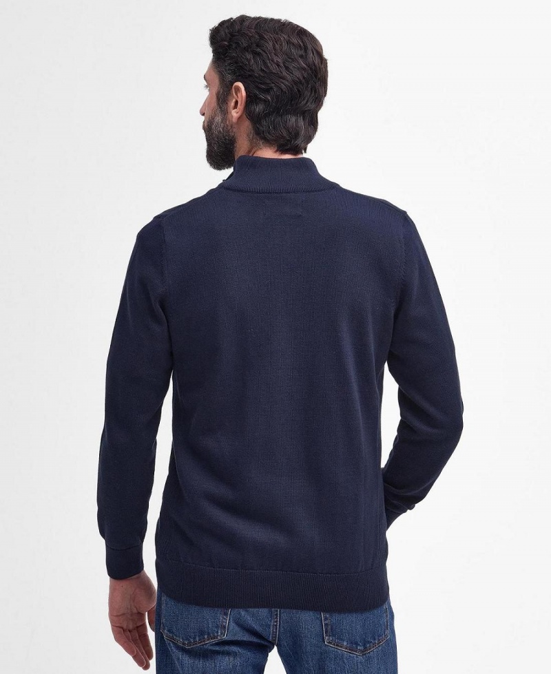 knitwear Barbati Barbour Bumbac Half Zip Bleumarin | Romania_BAR81838