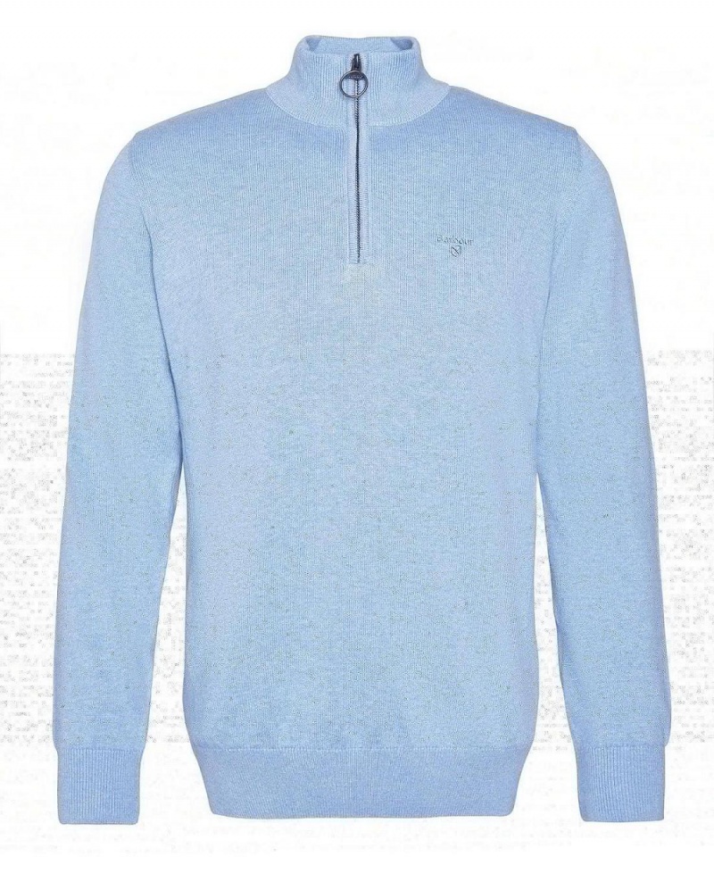 knitwear Barbati Barbour Bumbac Half Zip Jumper Albastri | Romania_BAR24698