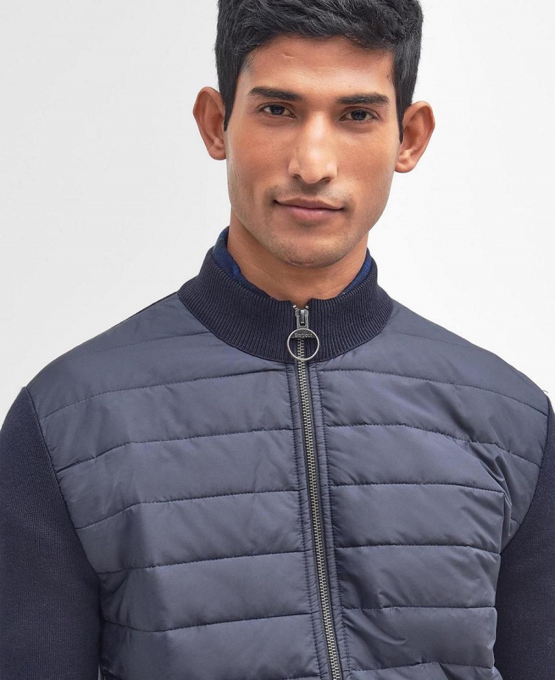 knitwear Barbati Barbour Essential Carn Baffle Zip Through Jumper Albastri | Romania_BAR48580