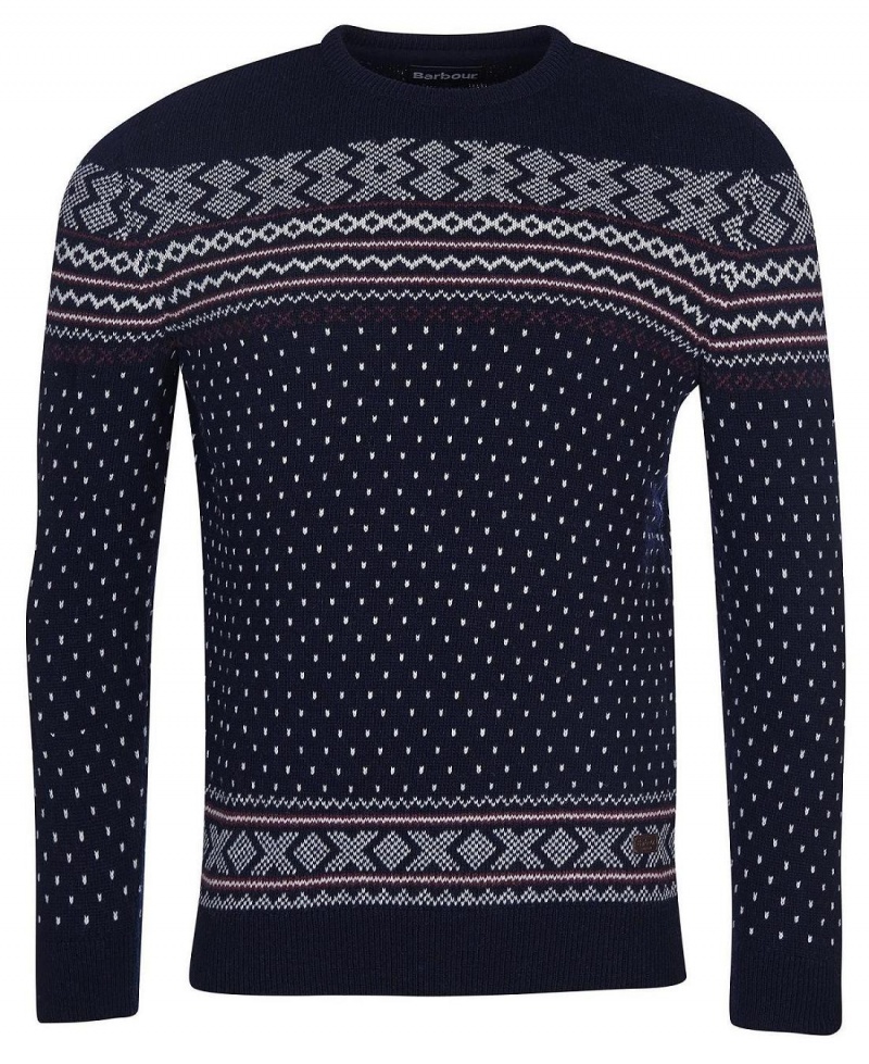 knitwear Barbati Barbour Essential Fairisle Sweatshirt Bleumarin | Romania_BAR24383