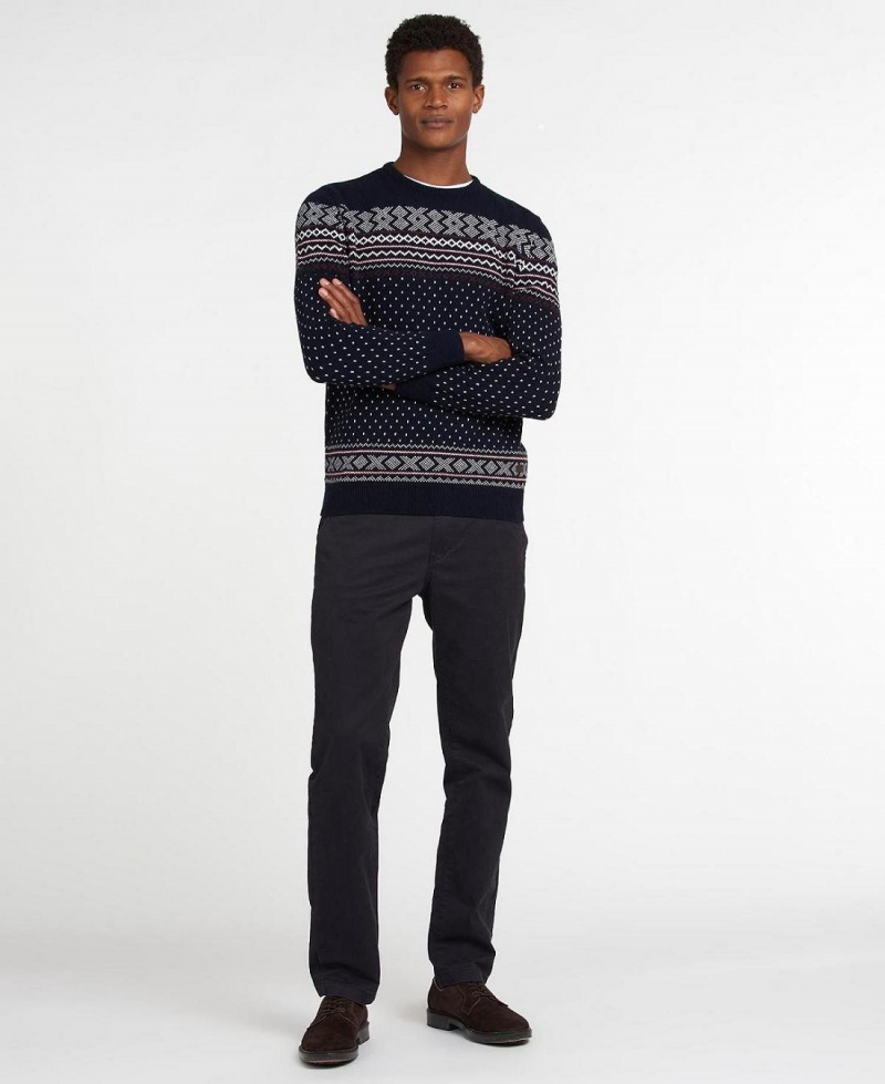 knitwear Barbati Barbour Essential Fairisle Sweatshirt Bleumarin | Romania_BAR24383