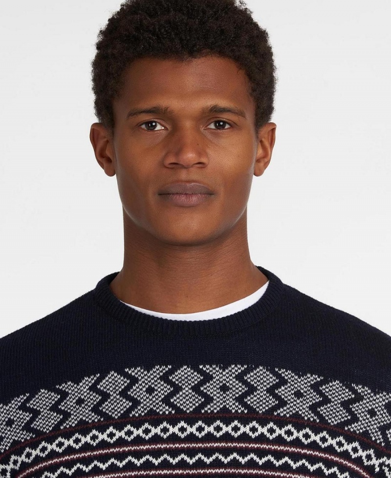 knitwear Barbati Barbour Essential Fairisle Sweatshirt Bleumarin | Romania_BAR24383