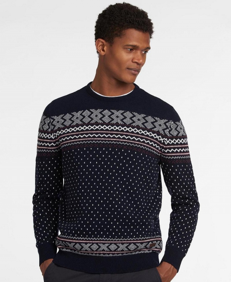 knitwear Barbati Barbour Essential Fairisle Sweatshirt Bleumarin | Romania_BAR24383