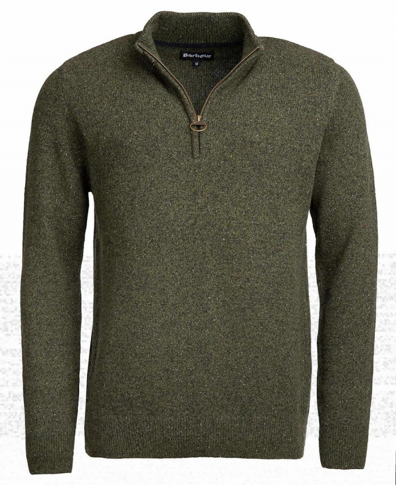 knitwear Barbati Barbour Essential Tisbury Half Zip Sweatshirt Verzi | Romania_BAR87352