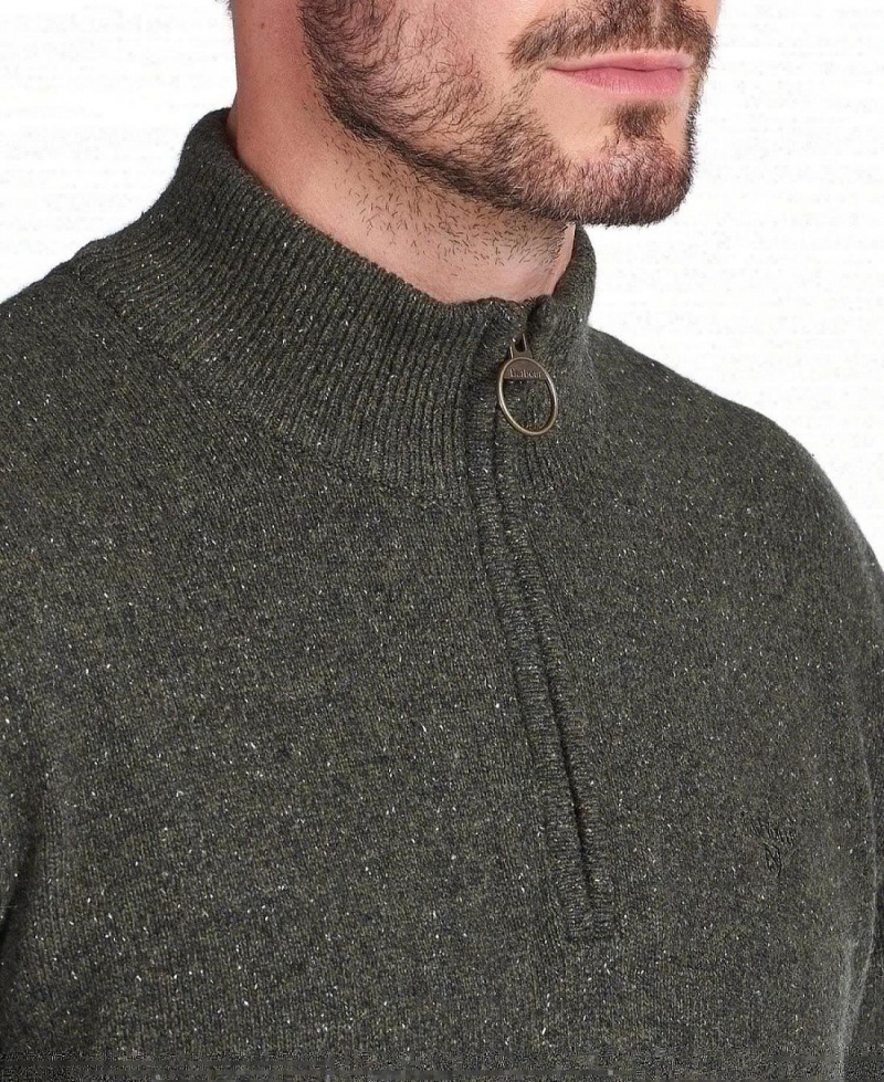 knitwear Barbati Barbour Essential Tisbury Half Zip Sweatshirt Verzi | Romania_BAR87352