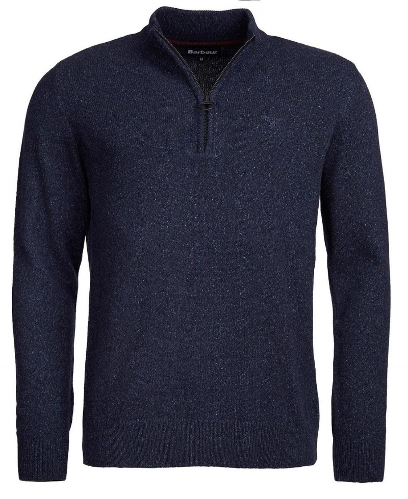 knitwear Barbati Barbour Essential Tisbury Half Zip Sweatshirt Bleumarin | Romania_BAR71697