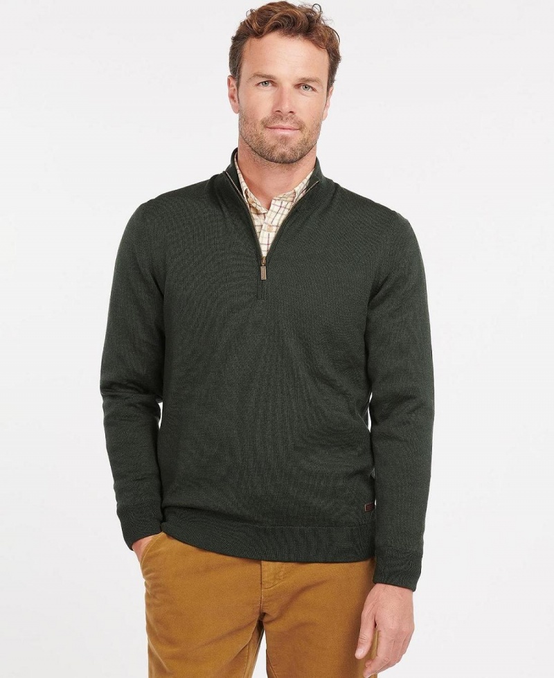 knitwear Barbati Barbour Gamlin Half Zip Jumper Verzi | Romania_BAR31030