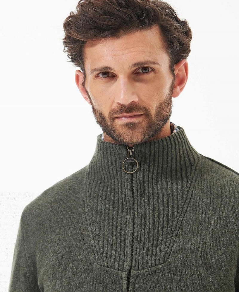 knitwear Barbati Barbour Nelson Essential Full-Zip Jumper Verzi | Romania_BAR78583