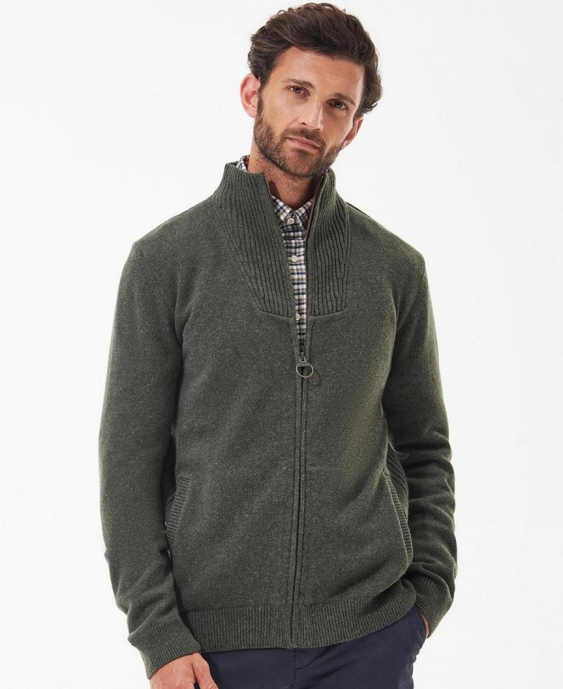 knitwear Barbati Barbour Nelson Essential Full-Zip Jumper Verzi | Romania_BAR78583