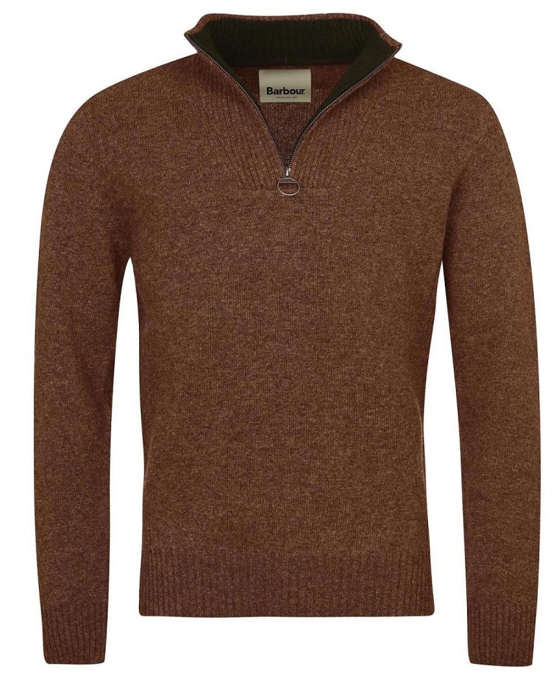 knitwear Barbati Barbour Nelson Essential Half Zip Sweatshirt Bej | Romania_BAR77610