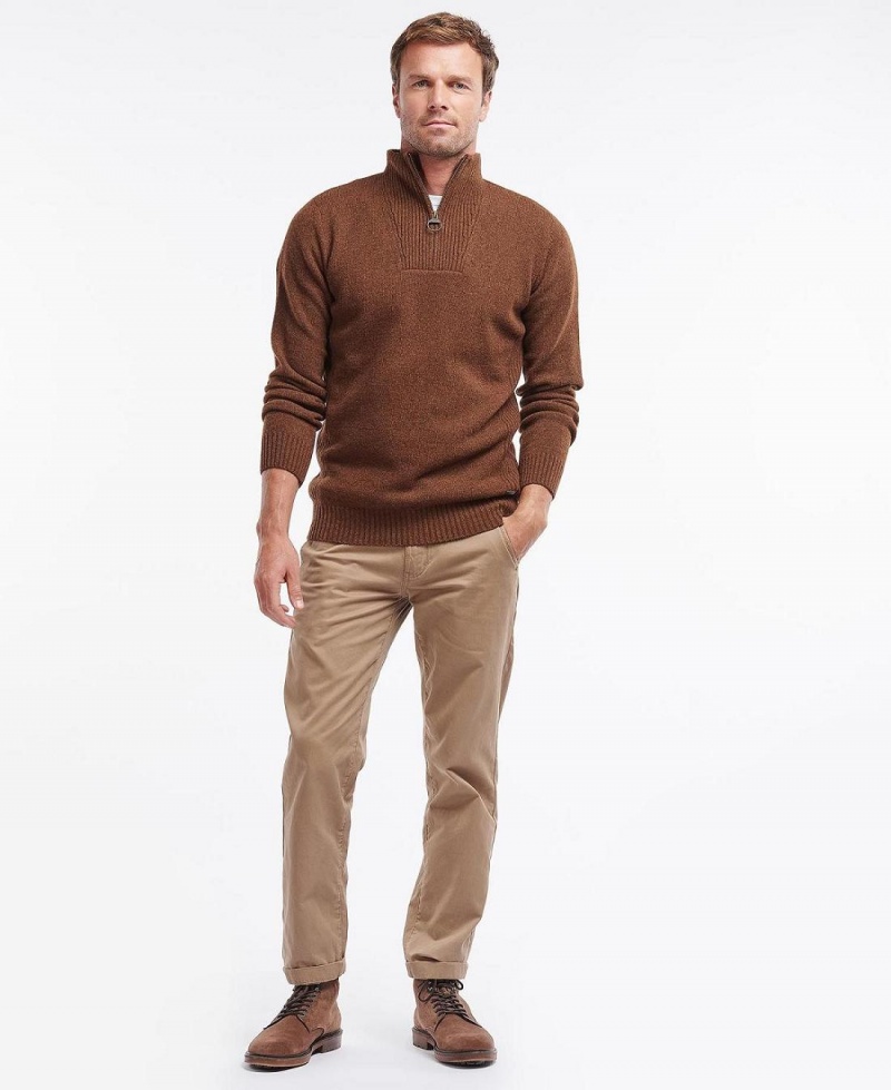 knitwear Barbati Barbour Nelson Essential Half Zip Sweatshirt Bej | Romania_BAR77610