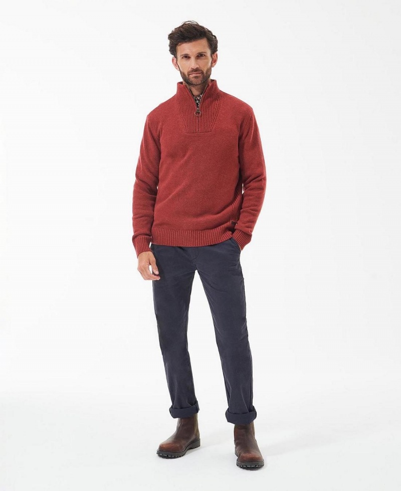 knitwear Barbati Barbour Nelson Essential Half Zip Sweatshirt Rosii | Romania_BAR79407