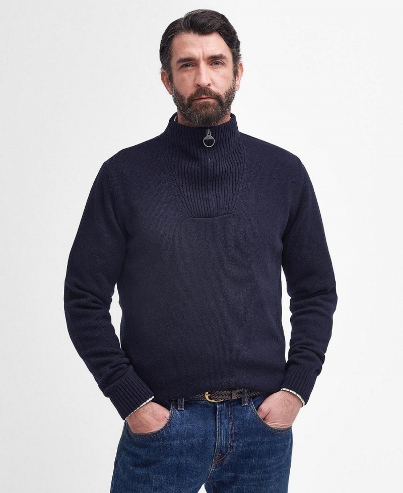 knitwear Barbati Barbour Nelson Essential Half Zip Sweatshirt Bleumarin | Romania_BAR40842