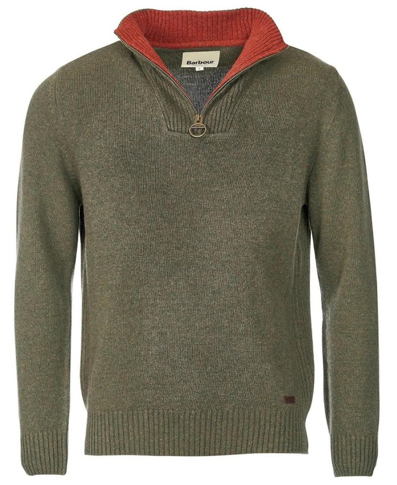 knitwear Barbati Barbour Nelson Essential Half Zip Sweatshirt Verzi | Romania_BAR17361