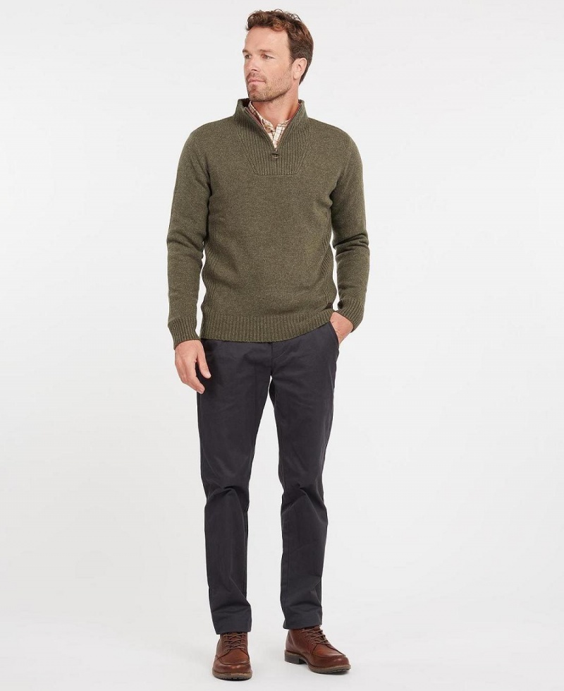 knitwear Barbati Barbour Nelson Essential Half Zip Sweatshirt Verzi | Romania_BAR17361